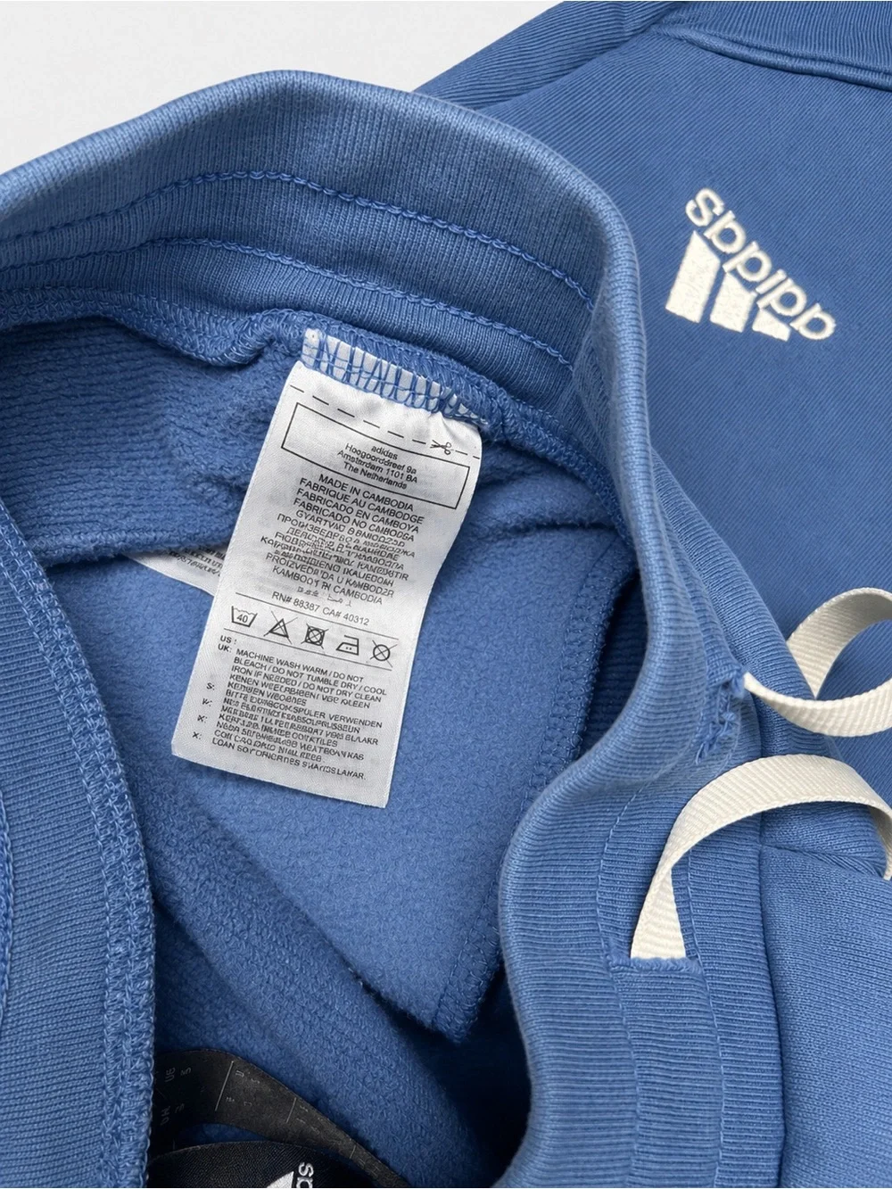 Adidas Men’s Blue Joggers with White Drawstring
